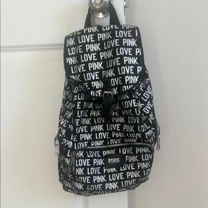 PINK Victoria's Secret Black and White Text Backpack